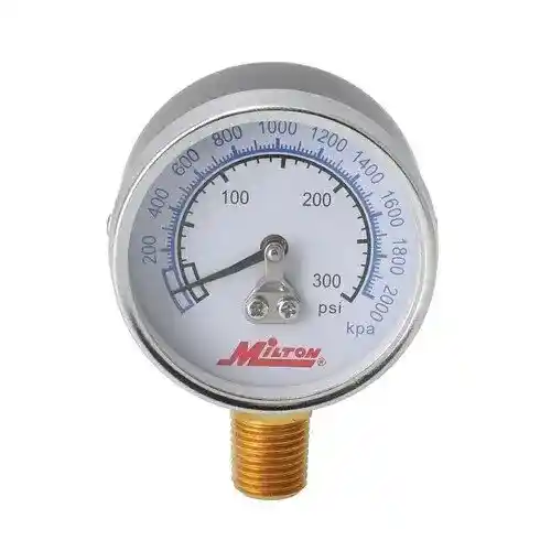 Milton Air Tool Inflator Gauge - High Pressure Bottom Mount 1/4" NPT 0-300 PSI fits Tools Air Compressor Accessories