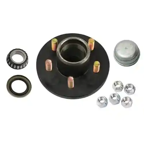 5 Bolt Trailer Hub Kit - 4-1/2" Bolt Circle 1-1/16" Inner and Outer Bearings fits Trailer & Towing Trailer Bearings & Hub Kits