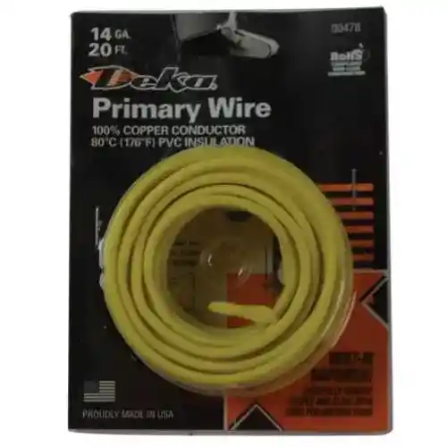 Wire Primary 14 Gauge 20' Yellow fits Wiring, Relays, Switches Wire