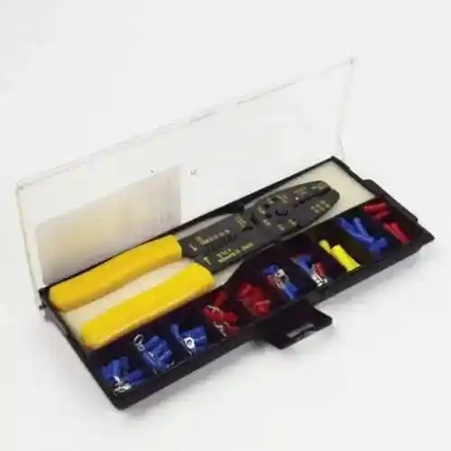 Wiring Terminal Kit-100 Piece Solderless with Tool fits Wiring, Relays, Switches Terminals