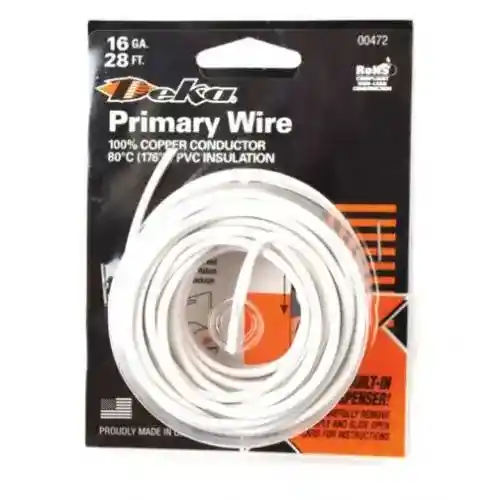 Wire Primary 16 Gauge 28' White fits Wiring, Relays, Switches Wire
