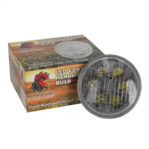 Red Rooster® LED Conversion Headlight Bulb - Flood Beam with Fluted Lens 18W 4.5" Round fits John Deere 3020 4020 4230 RE336112 fits Case A24572