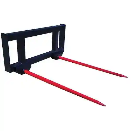 Skid Steer Bale Spear - Double Tine 39" 3600 lbs fits John Deere fits New Holland fits Case fits International fits Massey Ferguson fits Caterpillar