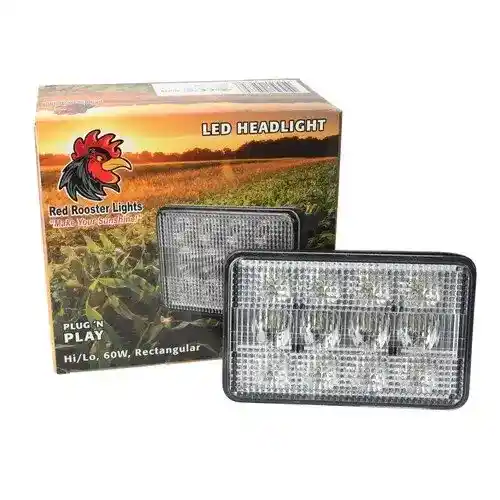 Red Rooster® LED Work Light - 60W Rectangular Hi/Lo Beam fits John Deere 6110 6200 6210 6300 6310 6320 6400 6410 7520 fits Case IH 353656A1 183161A1