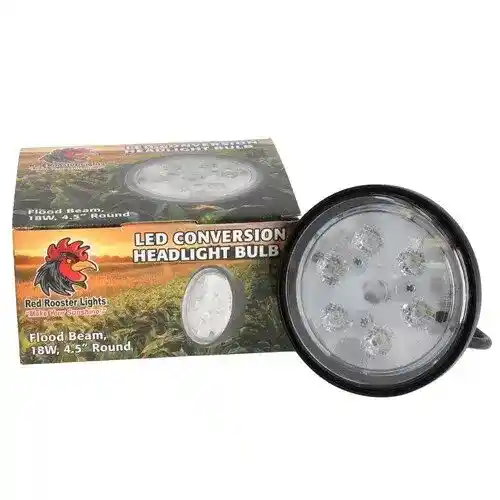 Red Rooster® LED Conversion Headlight Bulb - Flood Beam Pigtail 18W 4.5" Round fits John Deere 3020 4020 4230 AF3892R fits Case A11280