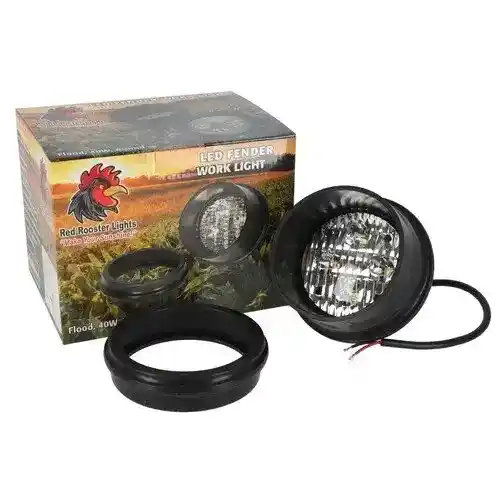 Red Rooster® LED Fender Work Light - 40W Round Rear Mount Flood Beam fits John Deere 3020 4020 4230 AR85260 fits Case A145495