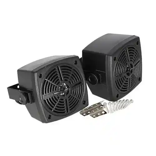 Radio Speakers in Weatherproof Black Housings 4" Set of 2